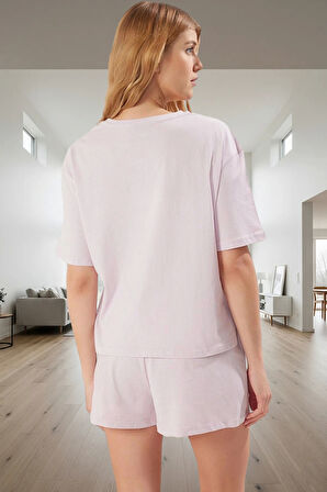 Rahat Ev Giyim Seti Ayıcıklı Baskılı %100 Pamuk 2'li Pijama Takımı Seçkin Malzeme Ve Şık