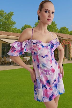 Yazlık Mini Elbise Fırfırlı Detaylı Poplin Kumaştan Kaliteli İşçilik Zarifane Tasarım Trend Tasarım