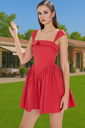 Düğmeli A Kesim Poplin Mini Elbise Yazlık Rahat Şık Özenle Seçilmiş Özel Tasarım Mükemmel Uyum