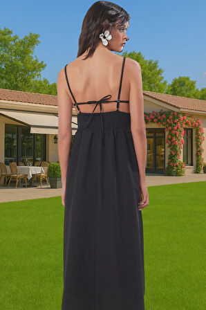 A Line Dantel Detaylı Pamuklu Poplin Midi Elbise Plaj ve Günlük Özenle Seçilmiş Premium Kalite