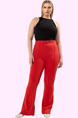 Kadın Regular Flare Pantolon Viskoz Polyester Elastan Yüksek Bel Günlük Yaz Aylarının Vazgeçilmezi