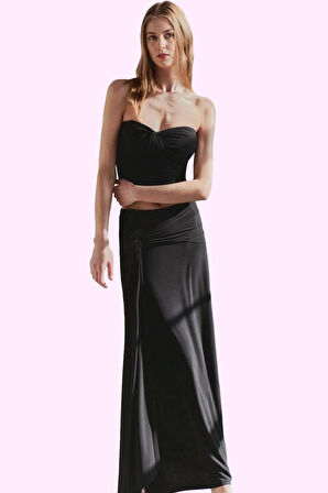 Kadın Aksesuar Detaylı Örme Maxi Etek Bodycone Siluet Şık Tasarım Yaz Aylarının Vazgeçilmezi
