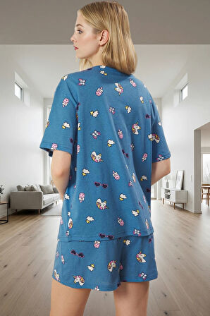 Unicorn Desenli %100 Pamuk Pijama Takımı Yaz İçin Rahat ve Şık Kullanım Yüksek Kalite