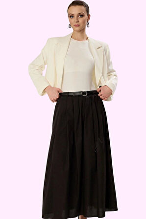 Kadın Maxi Etek Düz Desen A line Kesim Terrycotton Kumaş Günlük Kullanım Dayanıklı Malzeme