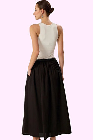 Kadın Maxi Etek Düz Desen A line Kesim Terrycotton Kumaş Günlük Kullanım Dayanıklı Malzeme