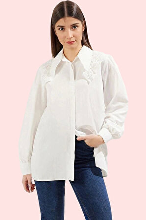 Kadın Regular Kalıp Uzun Kollu Pamuk Polyester Gömlek Modern Günlük Stil Dayanıklı Malzeme