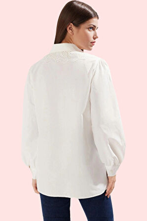 Kadın Regular Kalıp Uzun Kollu Pamuk Polyester Gömlek Modern Günlük Stil Dayanıklı Malzeme