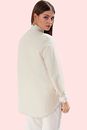 Kadın Basic Gömlek Pamuk Polyester Renk Dantel Detaylı Günlük Kullanım Yaz Aylarının Vazgeçilmezi