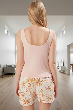 Homewear Atlet Şort Takımı Nefes Alan Pamuklu Kumaş Günlük Kullanım İçin Trend Tasarım