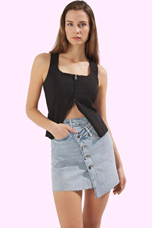 Kadın Denim A Line Mini Etek Pamuk Günlük Şıklık Modern Tasarım Yaz Aylarının Vazgeçilmezi