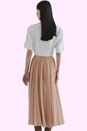 Kadın Yüksek Belli Dokuma Şifon Etek A line Kesim Yaz Günlük Kullanım Stilin Buluştuğu Yer