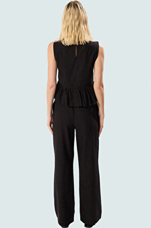 Pamuklu Fırfırlı Bluz Geniş Paça Pantolon Takım Yazlık Şıklık Yüksek Kalite