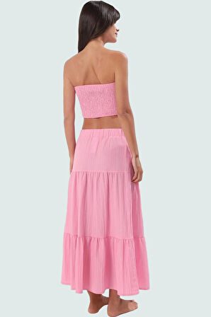 Rahat ve Şık Bluz Etek Takım 99 Polyester Yazlık Plaj Modası Özenle Seçilmiş Özel Tasarım