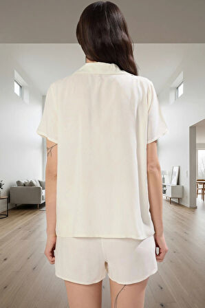 Şık ve Rahat Nakışlı Viskoz Pijama Takımı Yazlık Homewear Koleksiyonu Uzun Ömürlü