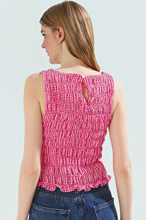 Kayık Yaka Ekose Bluz Rahat Şık ve Nefes Alabilir Dokuma Kumaş Premium Kalite