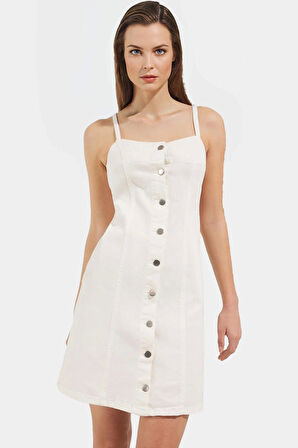 Rahat Pamuklu Denim Elbise Mini Boy Straplez Yazlık Şık Görünüm Günlük Kullanım İçin