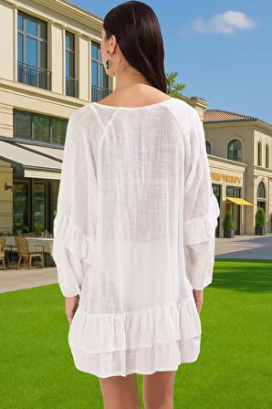 Kadın Crinkle Dokuma Tek Kol Mini Plaj Elbisesi Rahat Yazlık Mükemmel Uyum Özel Tasarım Modern Stil