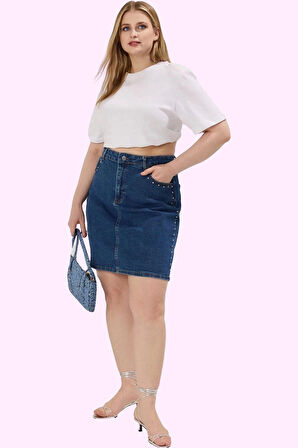 Kadın Yüksek Belli Denim Mini Etek A Line Kesim 99 Pamuk Günlük Yaz Aylarının Vazgeçilmezi