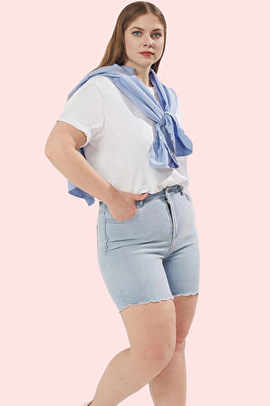 Kadın Kısa Boy Denim Şort Yüksek Bel Skinny Fit Günlük Stil Hafta Sonu Yaz Aylarının Vazgeçilmezi