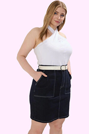 Kadın Kısa Boy Denim Etek Pamuk A line Günlük Stil Modern Tasarım Yaz Aylarının Vazgeçilmezi