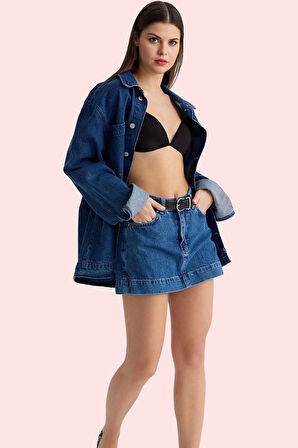 Kadın Mini Denim Şort Etek Pamuk Yüksek Bel Boru Paça Günlük Casual Yaz Aylarının Vazgeçilmezi