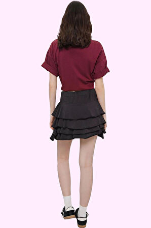 Kadın Yazlık Mini Etek; Normal Bel; Çok Leopar Desenli; Micro Kumaş; Skater Kalıp Günlük Kullanım