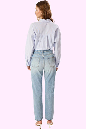 Kadın Denim Straight Jean Pantolon Regular Boy Pamuk Nefes Alabilir Yaz Aylarının Vazgeçilmezi