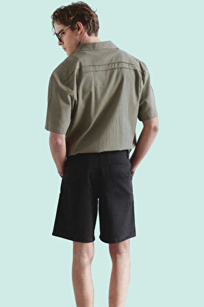 Erkek Basic Siluet Gömlek Apaş Yaka Keten Karışımlı Dokuma Kumaş Yazlık Yaz Aylarının Vazgeçilmezi