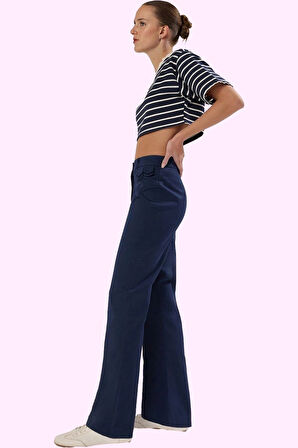 Kadın Bootcut Pantolon; Pamuk Geniş Paça Yüksek Bel Günlük Stil Yaz Aylarının Vazgeçilmezi