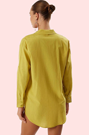 Kadın Yazlık Pamuk Gömlek Cool & Comfort Uzun Kollu Yaka Rahat Günlük Kullanım Özel Günler