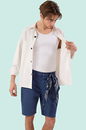 Erkek Slim Fit Denim Şort Stretch Kumaş Normal Bel 5 Cepli Günlük Yaz Aylarının Vazgeçilmezi
