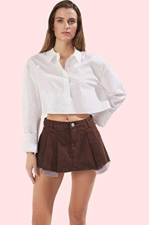 Kadın Kısa Boy Pileli Pamuklu Denim Şort Etek Yaz Kombinleri İçin Günlük Kullanım Hafta Sonu