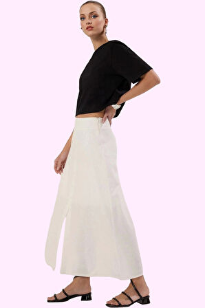 Kadın Düğmeli Yırtmaçlı Maxi Etek Pamuk Günlük Casual Hafta Sonu Yaz Aylarının Vazgeçilmezi