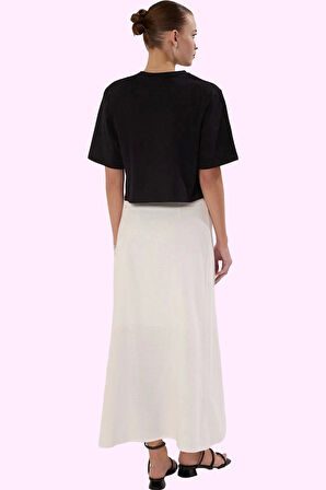 Kadın Düğmeli Yırtmaçlı Maxi Etek Pamuk Günlük Casual Hafta Sonu Yaz Aylarının Vazgeçilmezi