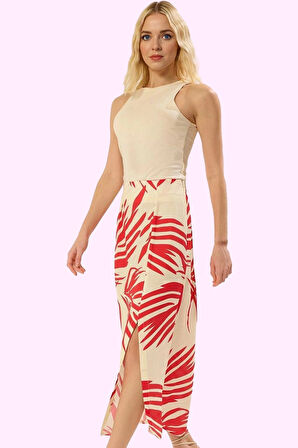 Kadın Viskoz Maroken Dokuma Etnik Desen Midi Etek Günlük Casual Stil Yaz Aylarının Vazgeçilmezi