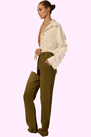 Kadın Keten Wide Leg Pantolon Yüksek Bel Günlük ve Şık Hafta Sonu Yaz Aylarının Vazgeçilmezi