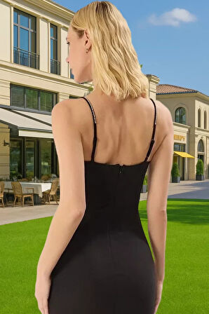 V Yaka Şık Abiye Elbise Dokuma Kumaş Midi Boy Elbise Mezuniyet Premium Kalite Özel Tasarım