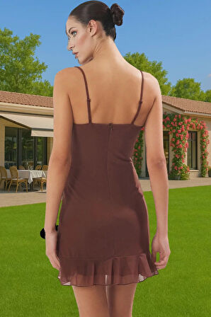 Kalp Yaka Volan Detaylı Mini Tül Elbise Rahat Ve Şık Şık Görünüm Rahat Ve Şık Rahat Kullanım