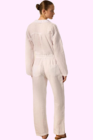 Kadın Uzun Keten Pantolon Geniş Paça Yüksek Bel Dokuma Kumaş Günlük Yaz Aylarının Vazgeçilmezi