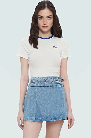 Slogan Nakışlı Bluz %70 Polyester %29 Pamuk Yazlık Kısa Kol Rahat Ve Şık Kaliteli İşçilik