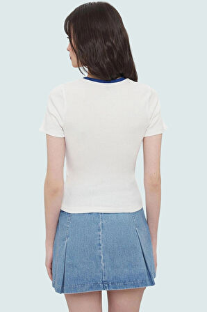 Slogan Nakışlı Bluz %70 Polyester %29 Pamuk Yazlık Kısa Kol Rahat Ve Şık Kaliteli İşçilik