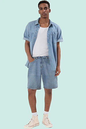Erkek Pamuk Denim Şort Geniş Paça Fermuarlı Kısa Boy Günlük Stil Yaz Aylarının Vazgeçilmezi