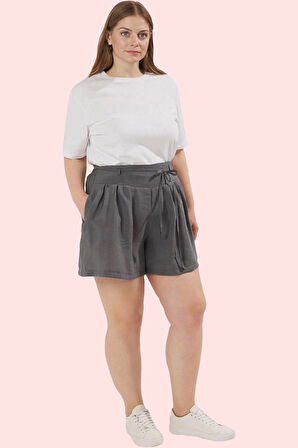 Yazlık Kadın Şort Renk Büyük Beden Yüksek Bel Geniş Paça Dokuma Kumaş Yaz Aylarının Vazgeçilmezi