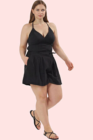 Yazlık Kadın Şort Renk Büyük Beden Yüksek Bel Geniş Paça Dokuma Kumaş Yaz Aylarının Vazgeçilmezi