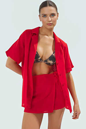 Yazlık Plaj Takımı Pamuklu Dokuma Gömlek Etek Şık ve Rahat Uzun Ömürlü