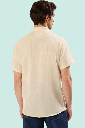 Erkek Yazlık Regular Fit Gömlek Kısa Kol Çizgili Rahat Günlük Hafta Sonu Dayanıklı Malzeme