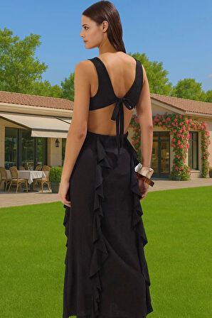 Bodycon Maxi Örme Elbise Cut Out Detay Yazlık Plaj Giyim Dayanıklı Malzeme Yüksek Kalite Modern Stil