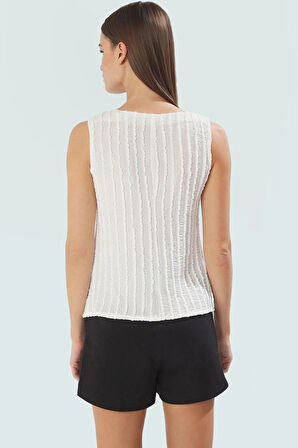 Polyester Elastan Gofre Örme Bluz Renk Kayık Yaka Günlük Casual Trend Tasarım Özel