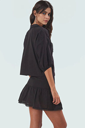 Rahat ve Şık Pamuk Bluz Etek Plaj Takımı Kısa Kol Gömlek Yaka Mükemmel Uyum Kaliteli İşçilik