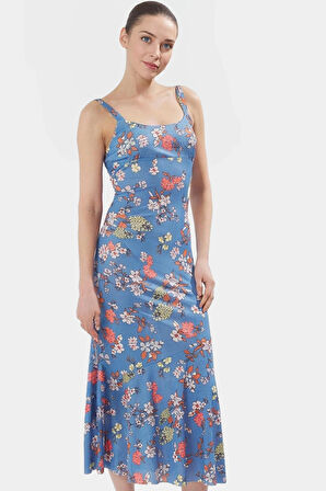 Yazlık Çiçekli Maxi Elbise Bodycon Kesim Nefes Alabilir Polyester Elastan Casual Mükemmel Uyum